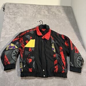 Weekends Adventure Jacket Adult Small Black Multi Puffer Vintage 80s 90s Skiing
